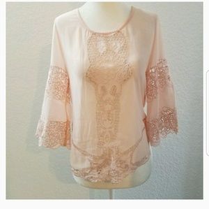 Pink Floral Lace Blouse